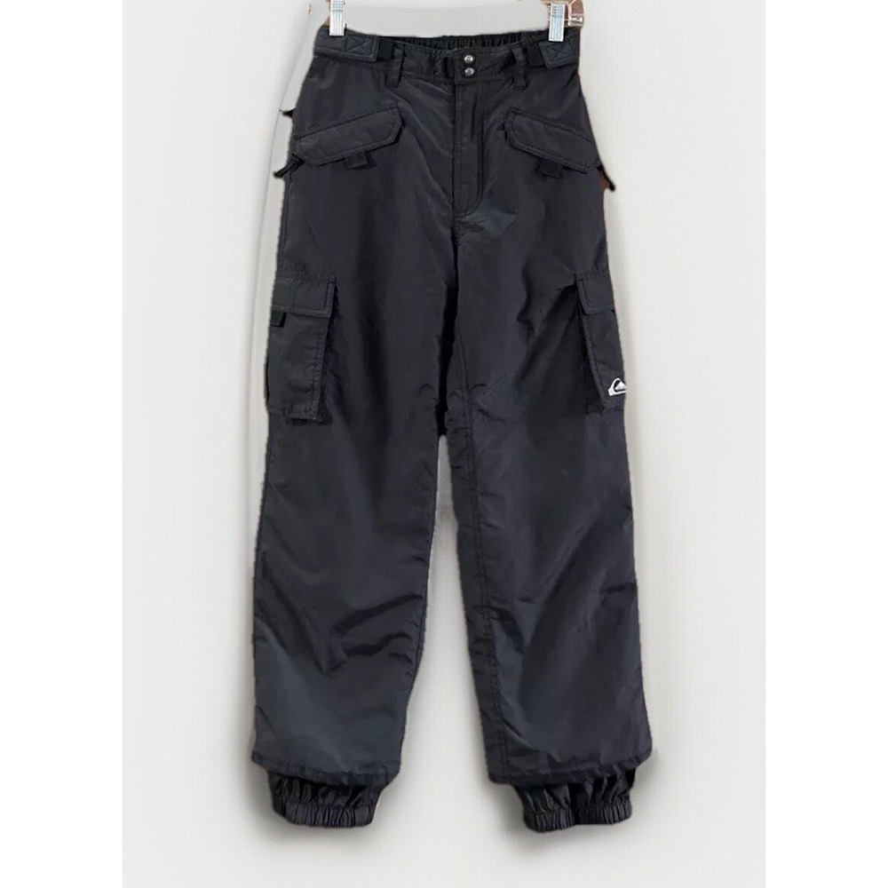 Boys Quiksilver Boardwear Lined Cargo Nylon‎ Snow Pants Relaxed Fit Pockets Med